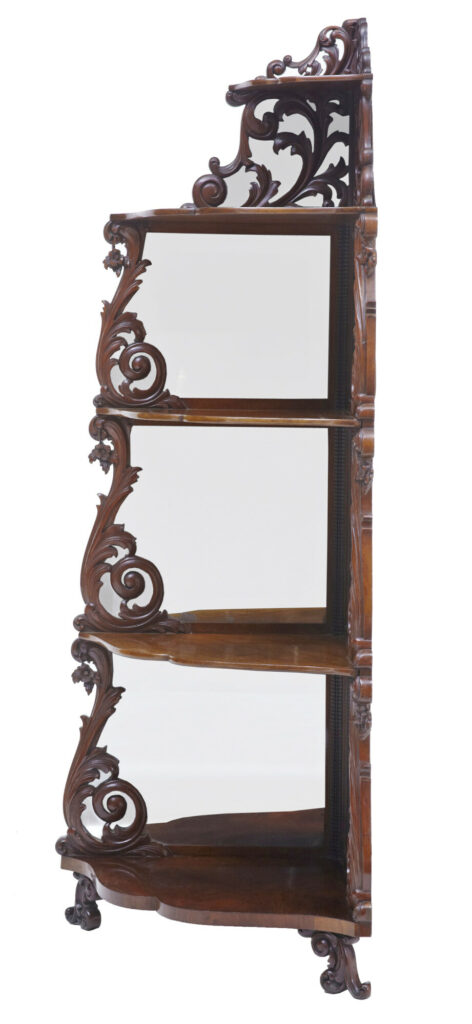19th Century Carved Mahogany Victorian Mirrored Whatnot — image 3