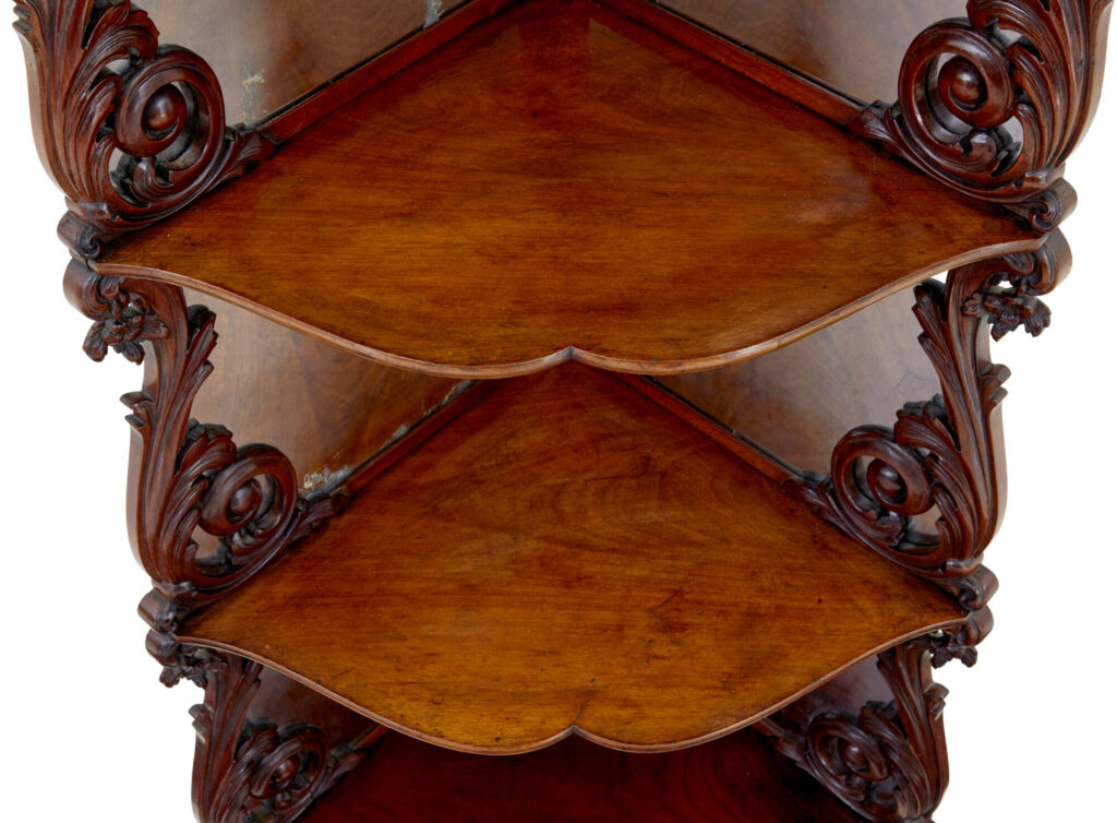 19th Century Carved Mahogany Victorian Mirrored Whatnot — image 5