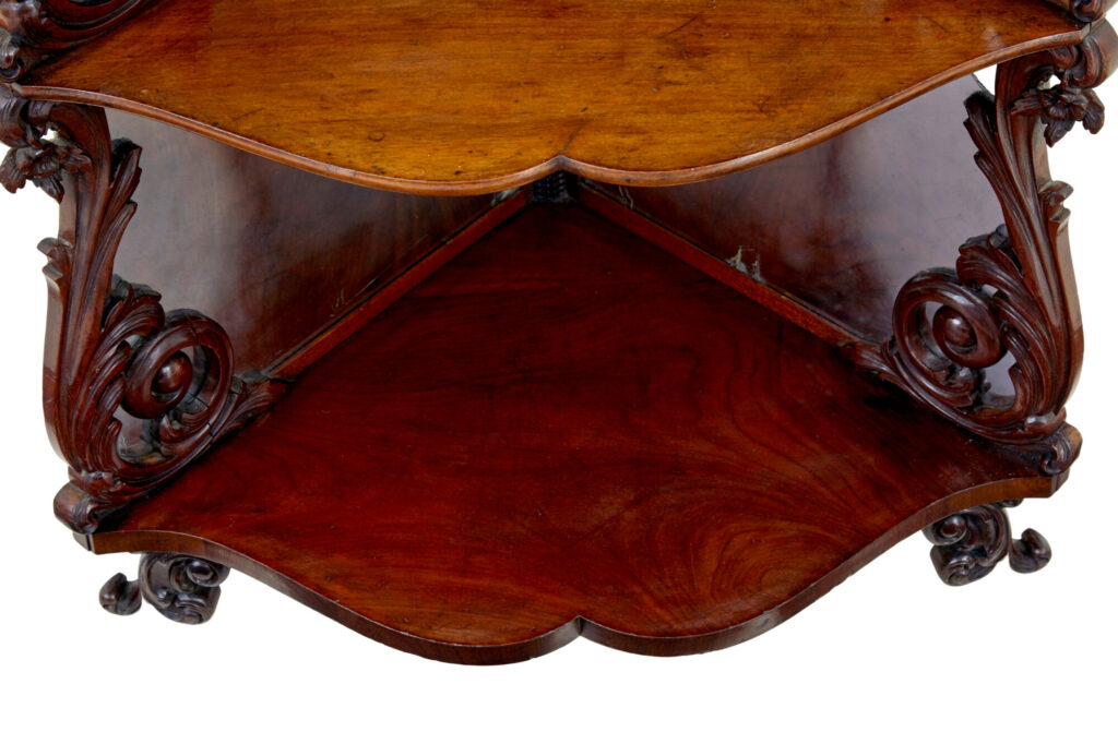 19th Century Carved Mahogany Victorian Mirrored Whatnot — image 4