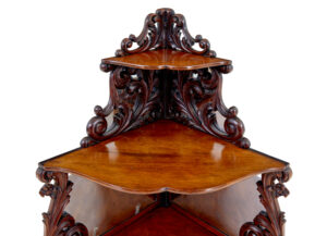 19th Century Carved Mahogany Victorian Mirrored Whatnot — thumbnail 6