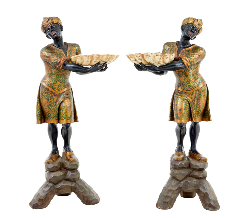 Pair of Large Decorative Carved Blackamoor Figures