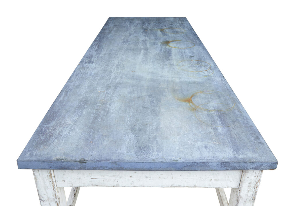 Large Early 20th Century Pine and Zinc Industrial Table — image 4