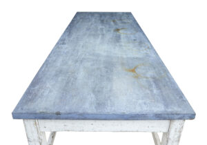 Large Early 20th Century Pine and Zinc Industrial Table — thumbnail 4