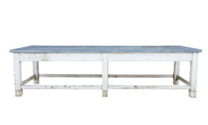 Large Early 20th Century Pine and Zinc Industrial Table — thumbnail 7
