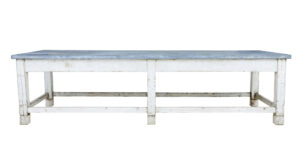 Large Early 20th Century Pine and Zinc Industrial Table — thumbnail 6