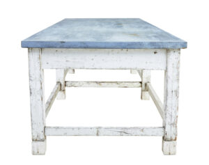 Large Early 20th Century Pine and Zinc Industrial Table — thumbnail 9
