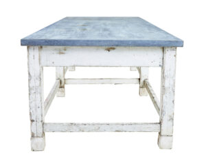 Large Early 20th Century Pine and Zinc Industrial Table — thumbnail 8