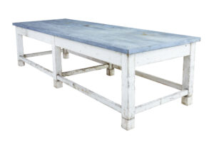 Large Early 20th Century Pine and Zinc Industrial Table — thumbnail 1
