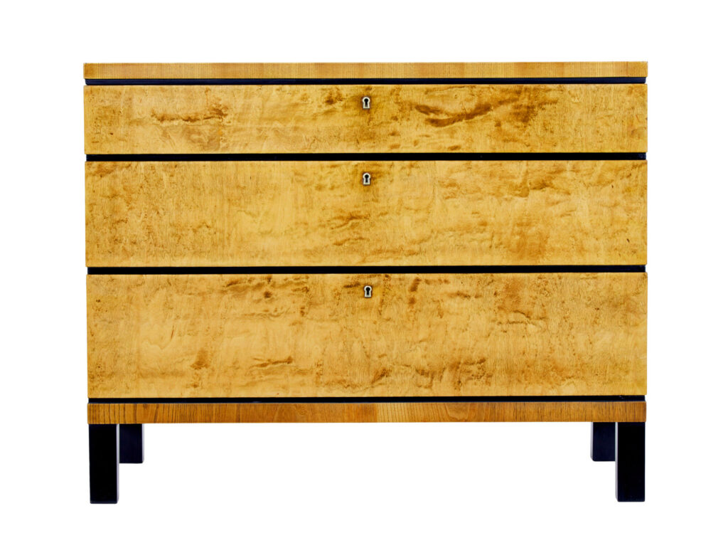 MID CENTURY SCANDINAVIAN BIRCH CHEST OF DRAWERS