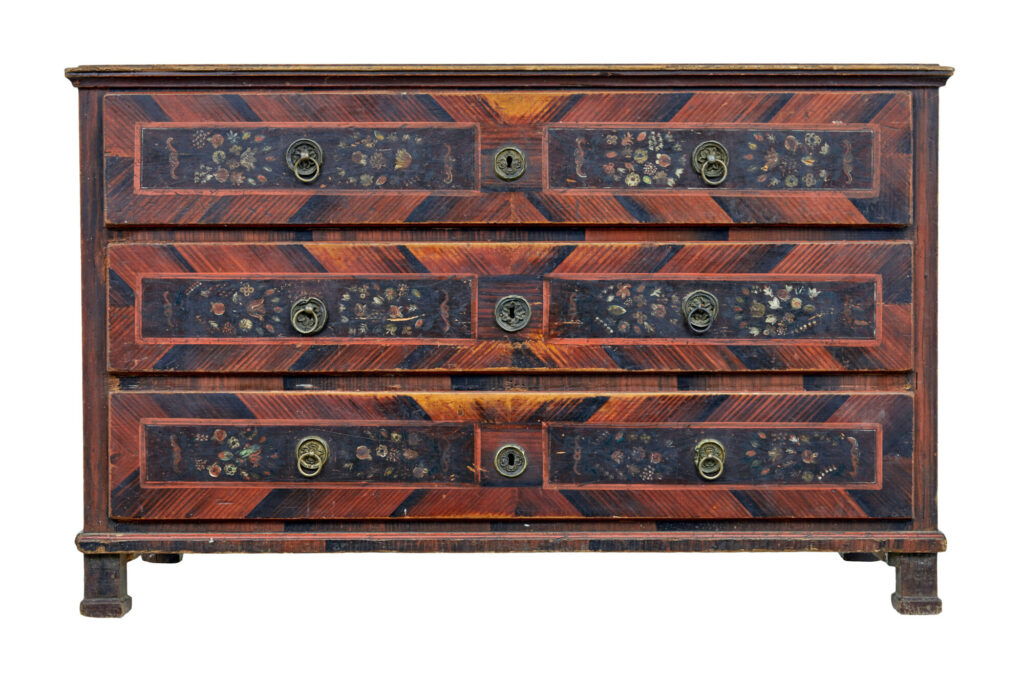 Large Hand Painted 19th Century Chest of Drawers — image 1