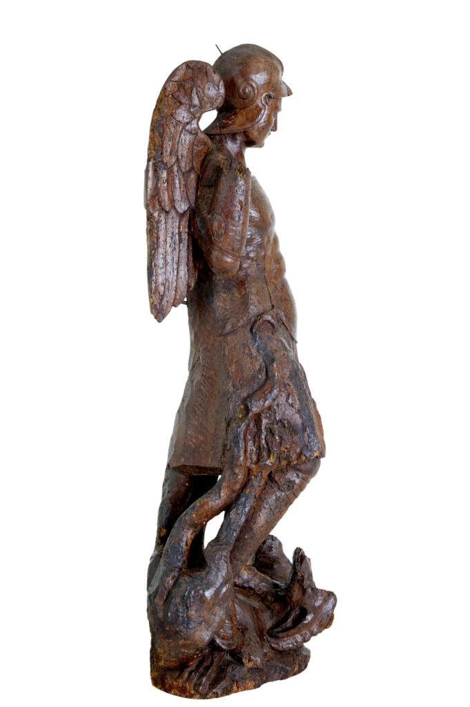 17th Century Carved Limewood Figure of St Michael — image 8
