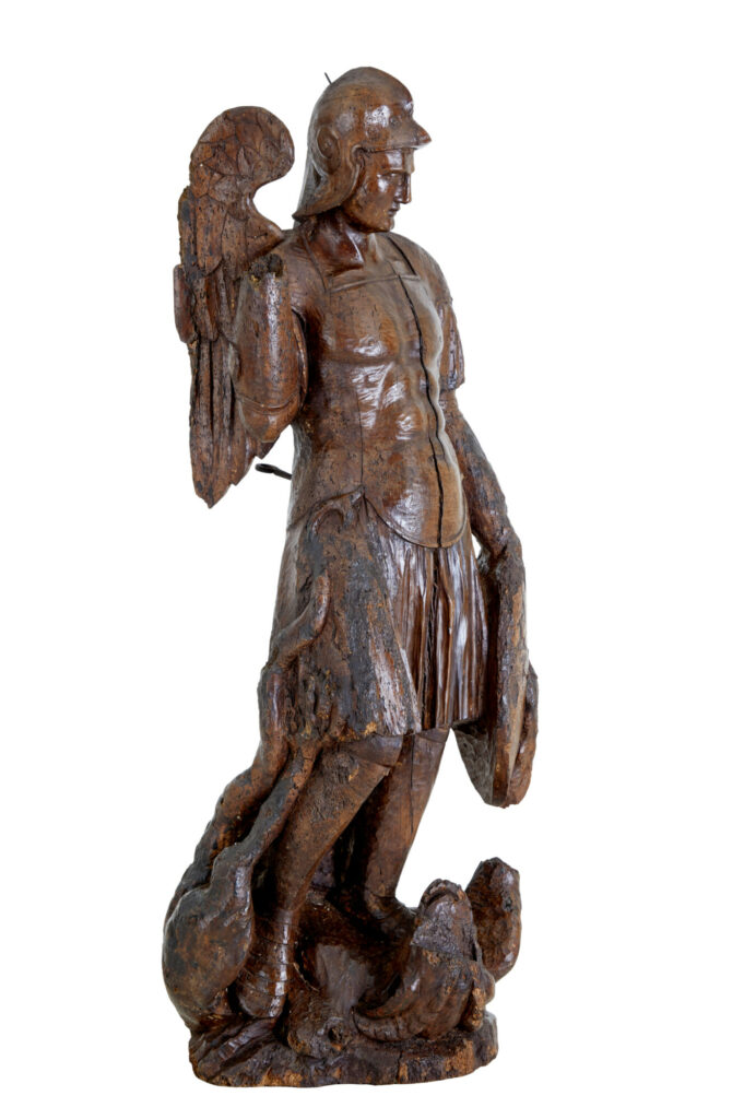 17th Century Carved Limewood Figure of St Michael — image 7