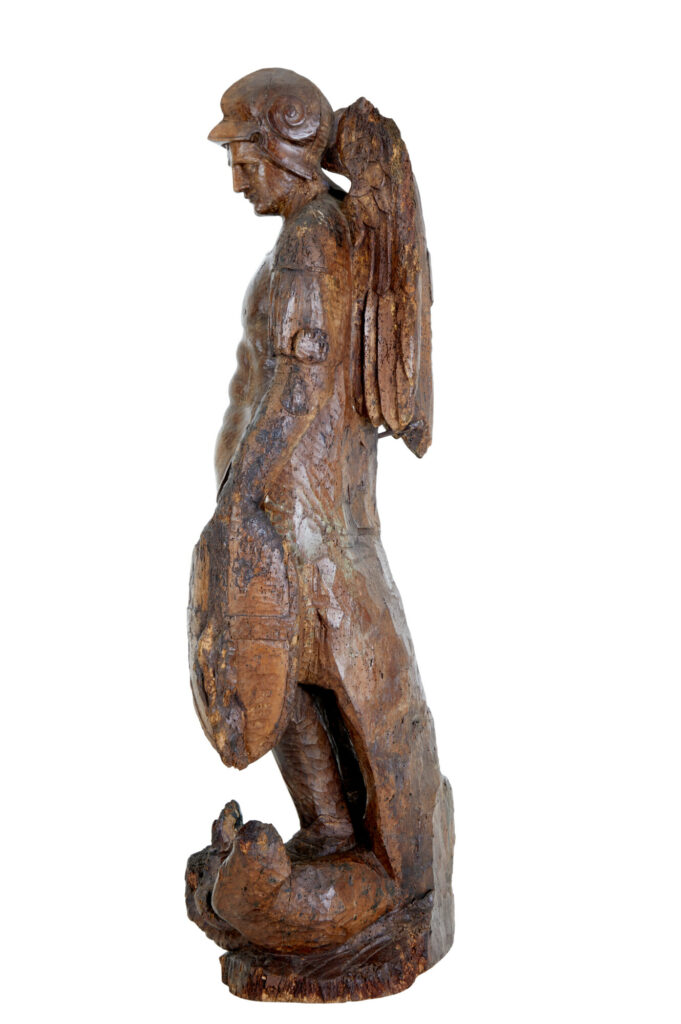17th Century Carved Limewood Figure of St Michael — image 11