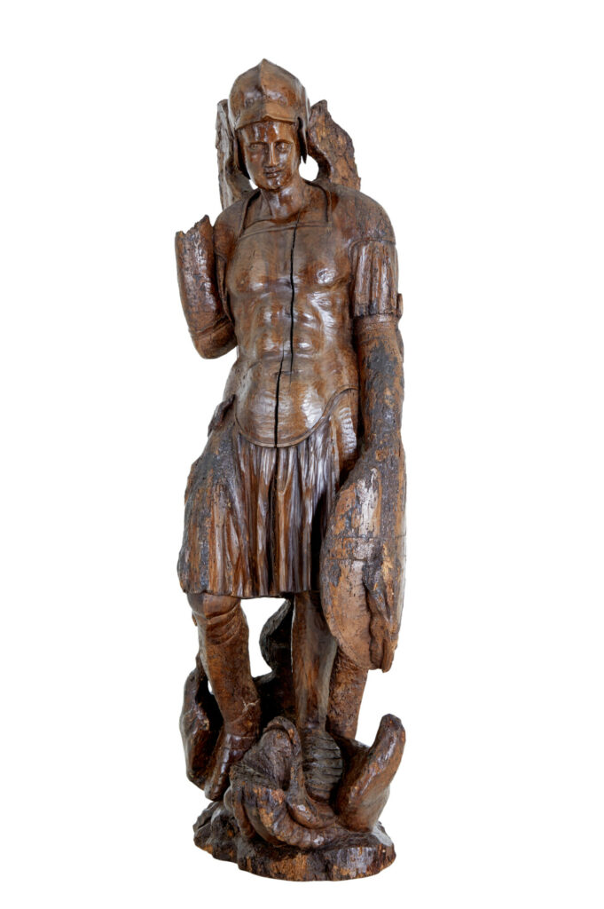 17th Century Carved Limewood Figure of St Michael