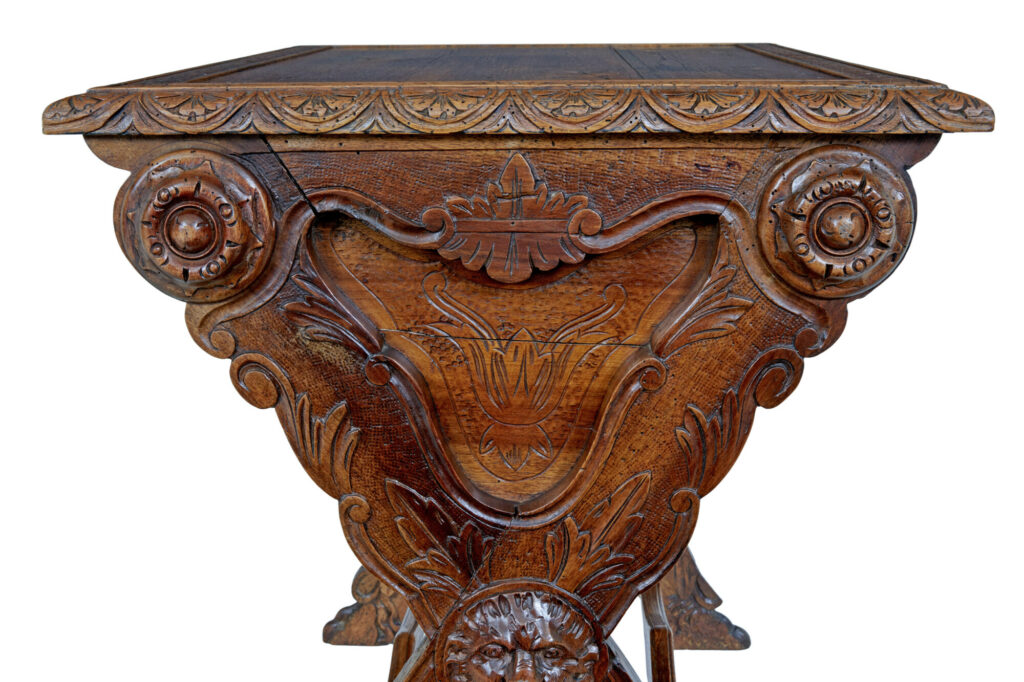 19th Century Carved Italian Walnut and Pine Occasional Table — image 3