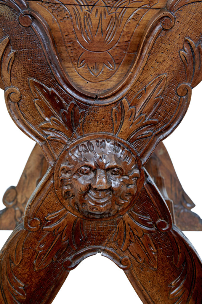 19th Century Carved Italian Walnut and Pine Occasional Table — image 2