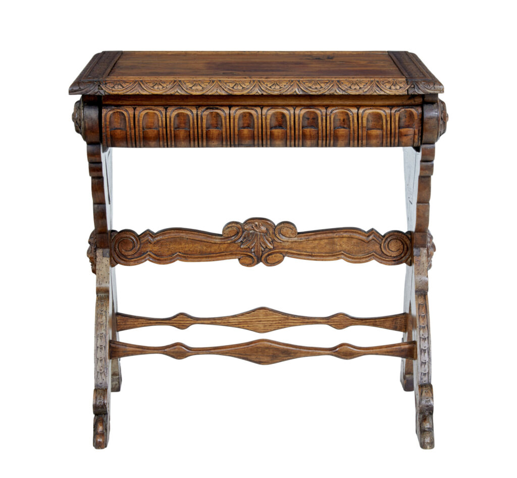 19th Century Carved Italian Walnut and Pine Occasional Table — image 5