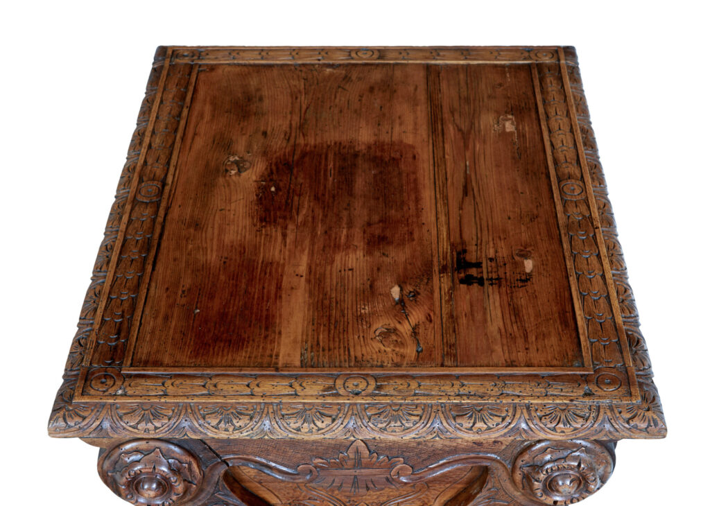 19th Century Carved Italian Walnut and Pine Occasional Table — image 4