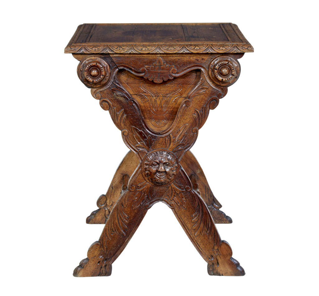 19th Century Carved Italian Walnut and Pine Occasional Table — image 7