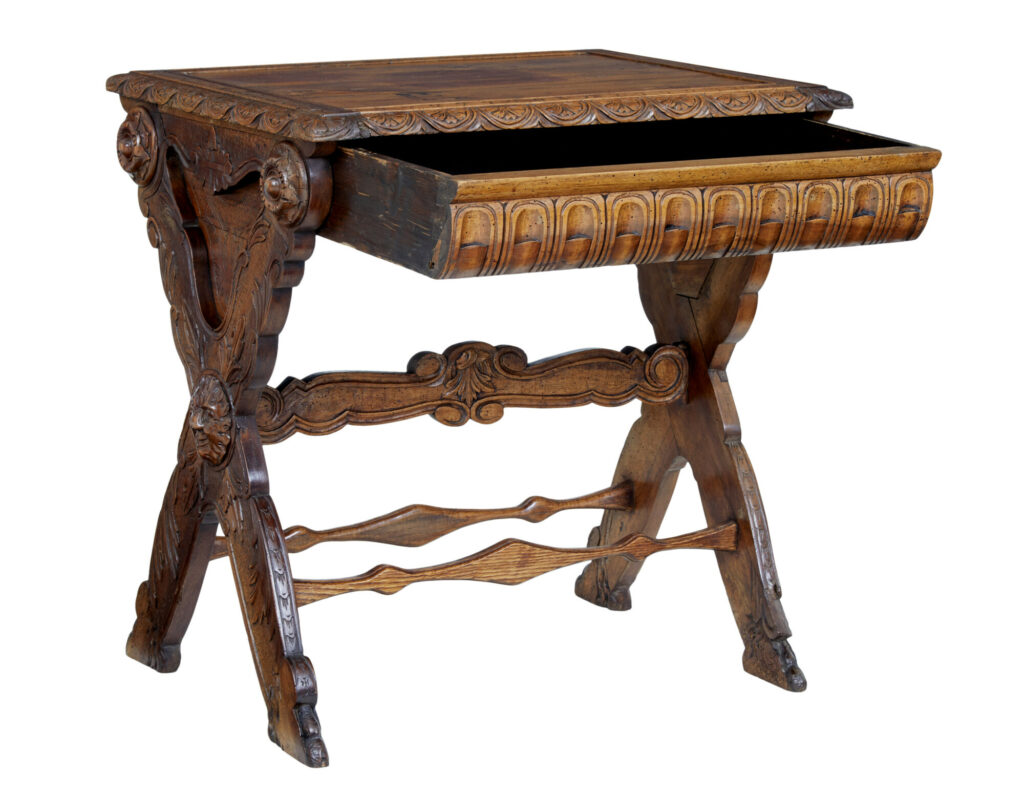 19th Century Carved Italian Walnut and Pine Occasional Table — image 8