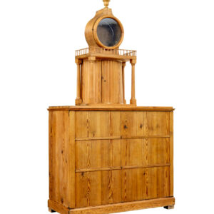 19TH CENTURY SWEDISH PINE KITCHEN CLOCK CUPBOARD