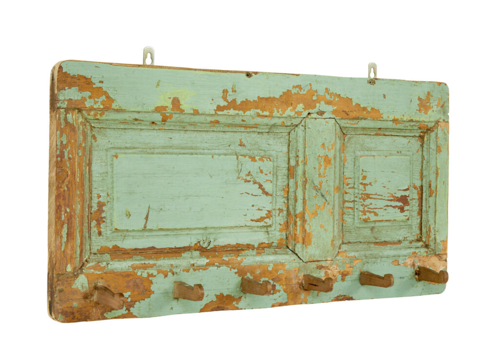 Large Swedish Coat Rack Painted Panel