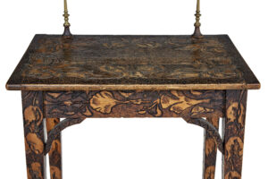 Early 20th Century French Carved Poker Work Writing Table — thumbnail 3
