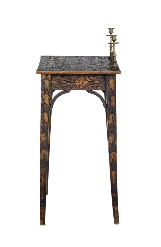 Early 20th Century French Carved Poker Work Writing Table — image 5