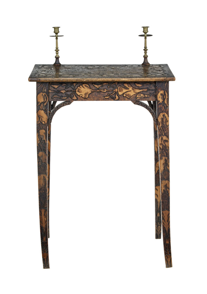 Early 20th Century French Carved Poker Work Writing Table — image 2