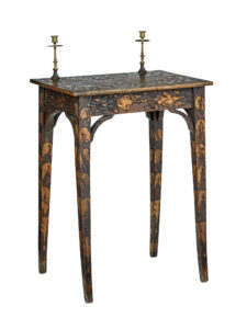 Early 20th Century French Carved Poker Work Writing Table — thumbnail 1