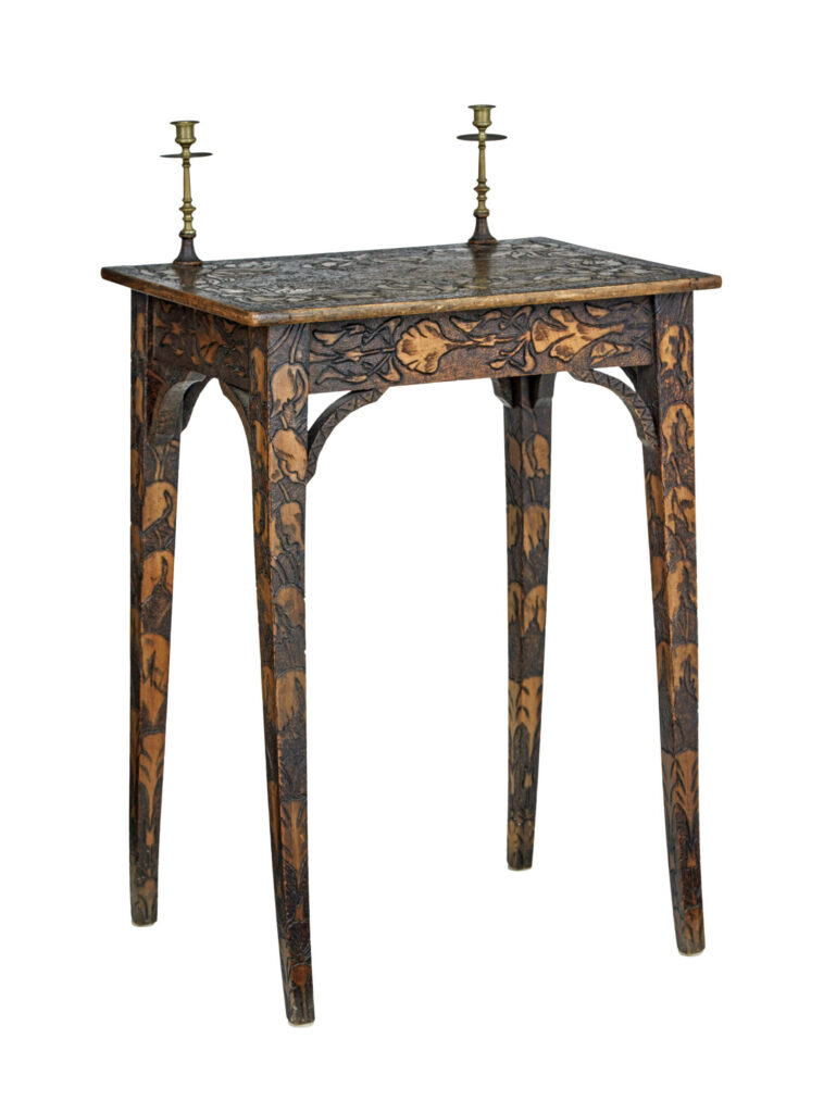 Early 20th Century French Carved Poker Work Writing Table — image 1