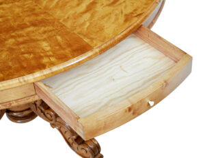 19th Century Swedish Carved Birch Adjustable Dining Table — thumbnail 3