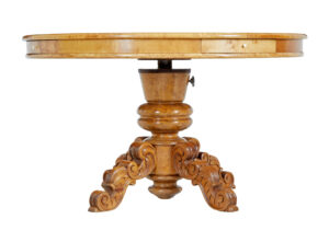 19th Century Swedish Carved Birch Adjustable Dining Table — thumbnail 7