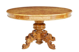 19th Century Swedish Carved Birch Adjustable Dining Table — thumbnail 1