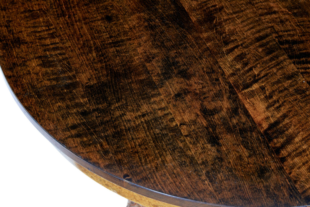 Scandinavian Circular Occasional Table with Burr Root Base — image 5