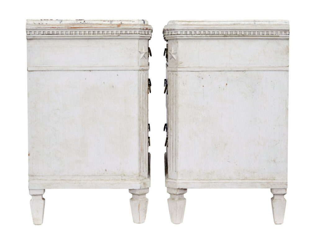 Pair of 19th Century Swedish Painted Faux Marble Top Chest of Drawers — image 6