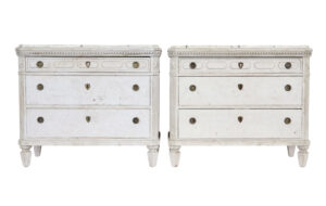 Pair of 19th Century Swedish Painted Faux Marble Top Chest of Drawers — thumbnail 1