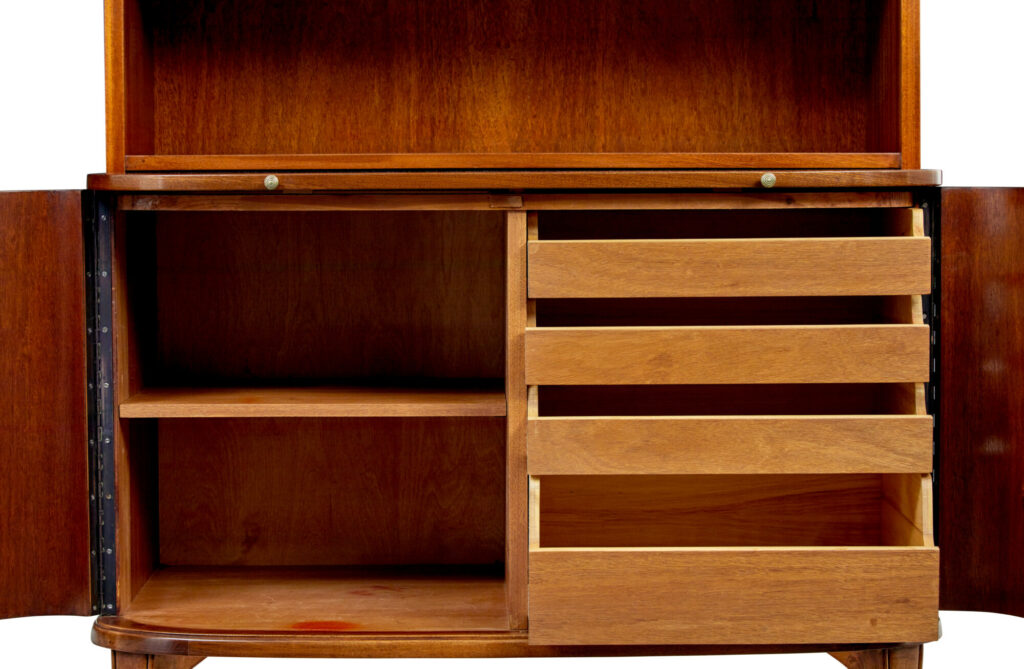 Pair of Mid 20th Century Flame Mahogany Swedish Bookcases by Bodafors — image 4