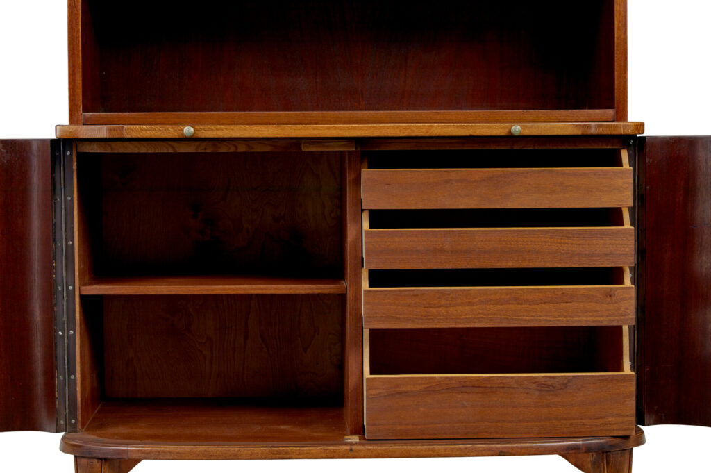 Pair of Mid 20th Century Flame Mahogany Swedish Bookcases by Bodafors — image 6