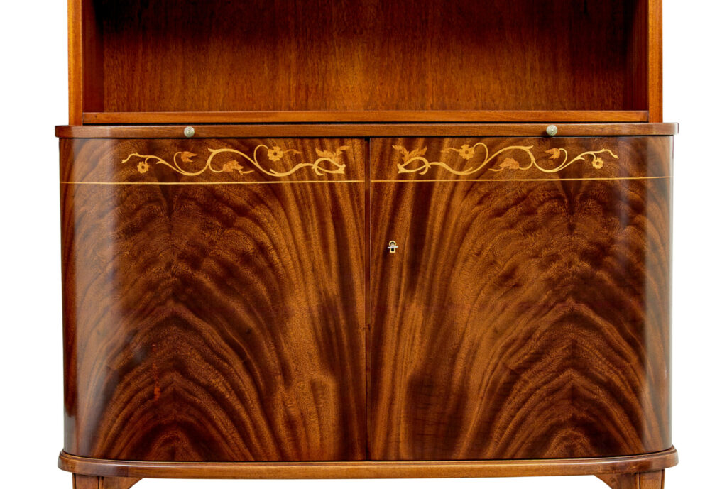 Pair of Mid 20th Century Flame Mahogany Swedish Bookcases by Bodafors — image 5