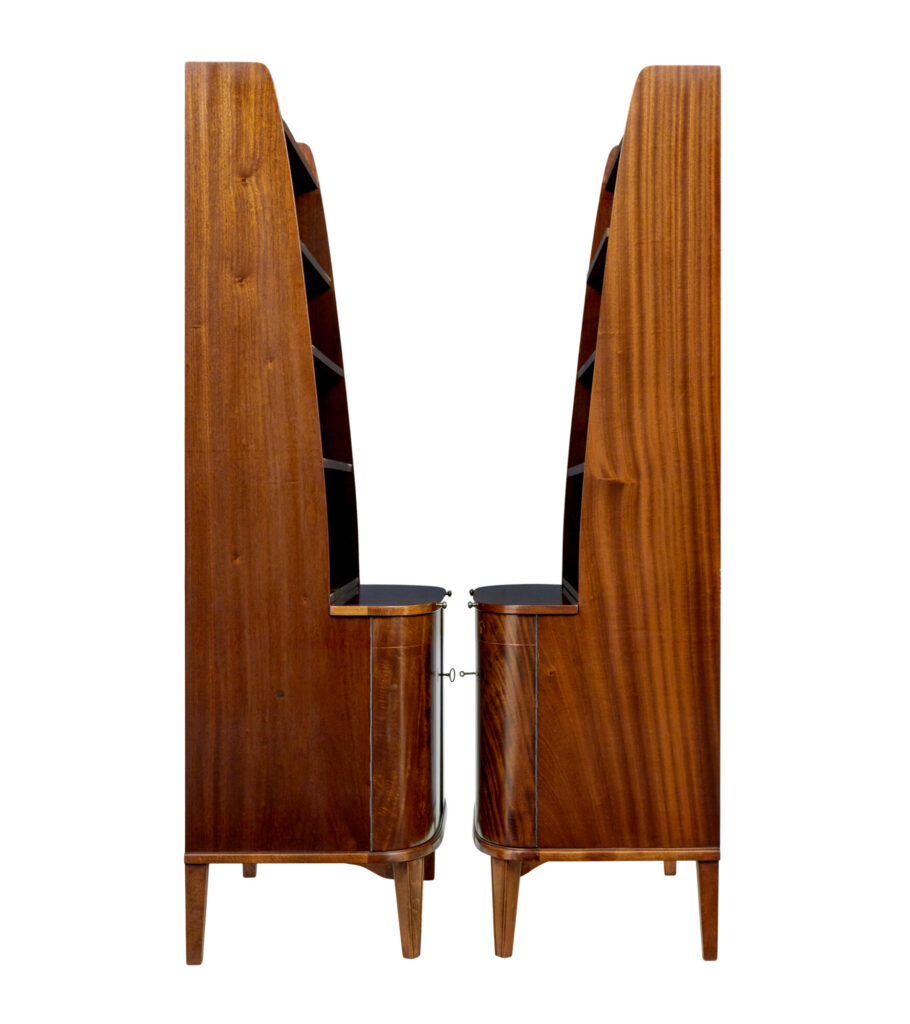 Pair of Mid 20th Century Flame Mahogany Swedish Bookcases by Bodafors — image 8