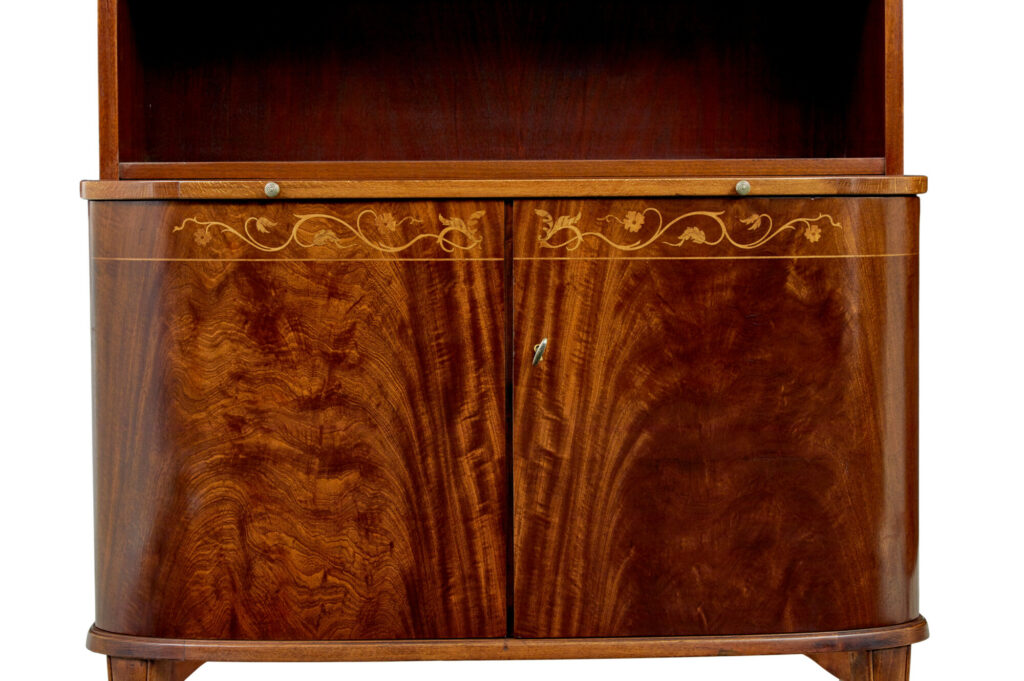 Pair of Mid 20th Century Flame Mahogany Swedish Bookcases by Bodafors — image 7