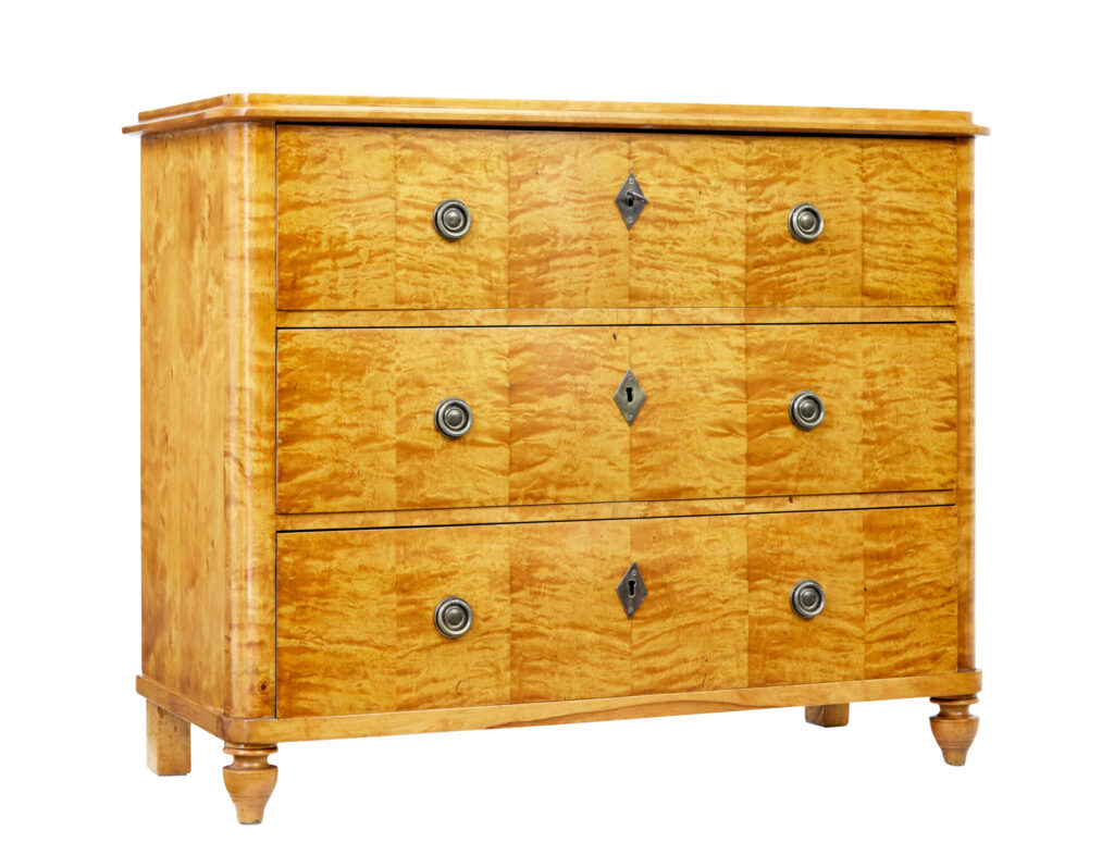Mid 19th Century Swedish Birch Chest of Drawers