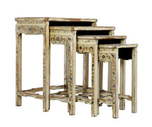 Early 20th Century Nest of 4 Lacquered and Decorated Tables — thumbnail 2