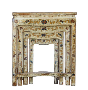 Early 20th Century Nest of 4 Lacquered and Decorated Tables — thumbnail 4
