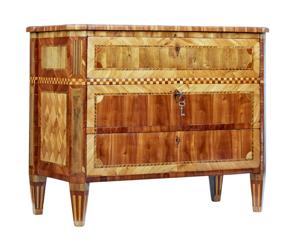 Early 19th Century Gustavian Inlaid Elm Chest of Drawers