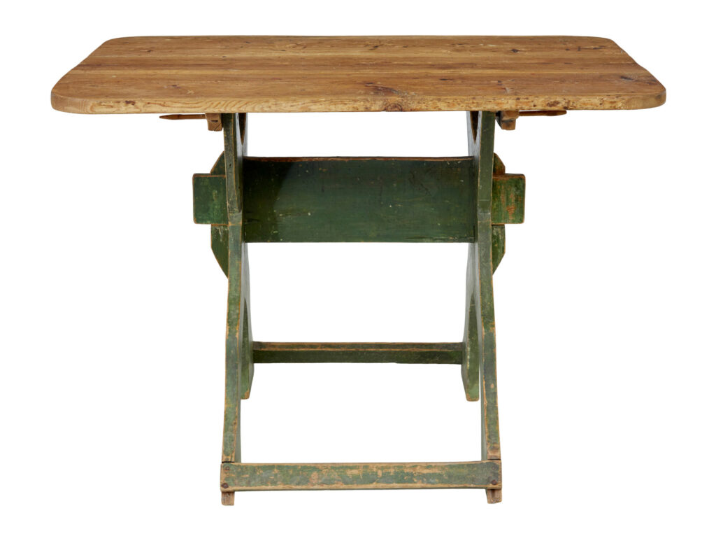 19th Century Painted Pine Swedish Trestle Table — image 2