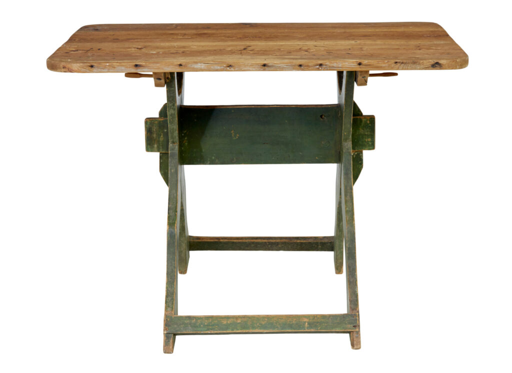 19th Century Painted Pine Swedish Trestle Table — image 4