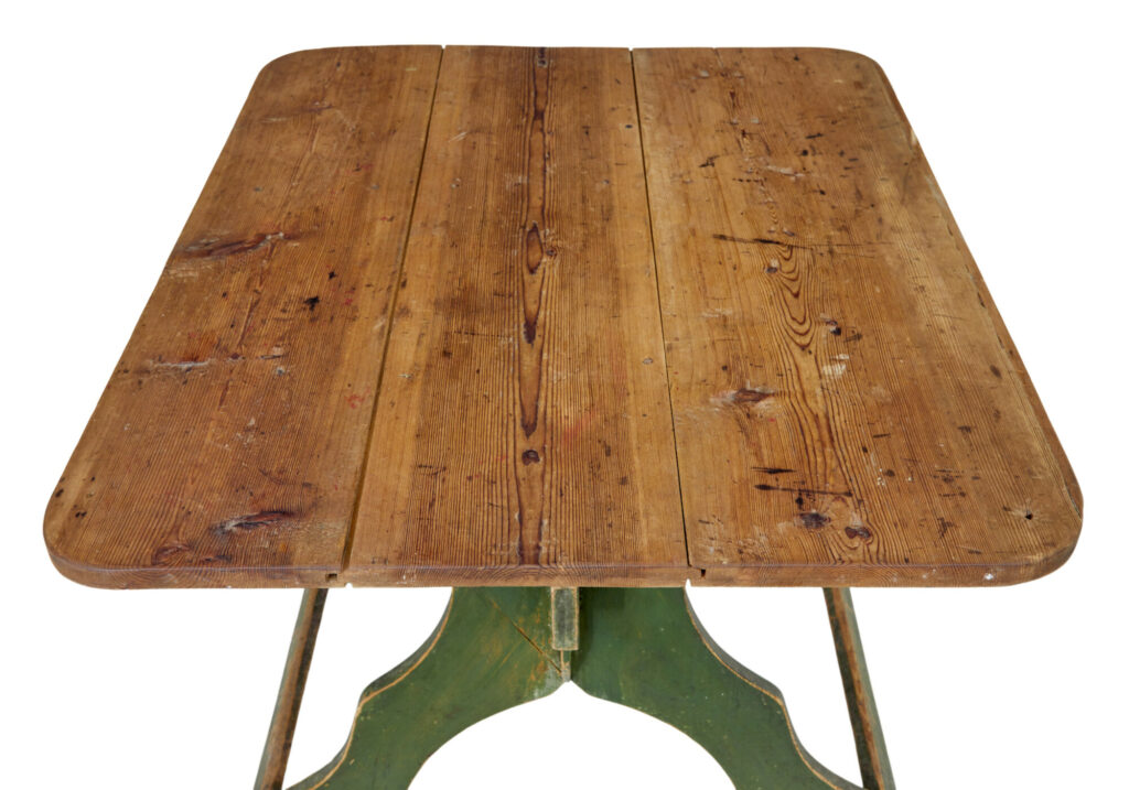 19th Century Painted Pine Swedish Trestle Table — image 7