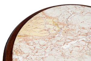 19th Century French Art Nouveau Oak Marble Top Table — thumbnail 3